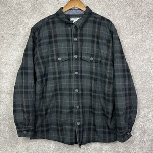 Carbon 2 Cobalt Shirt Mens LT Large Tall Gray Plaid Flannel Sherpa Lined Shacket